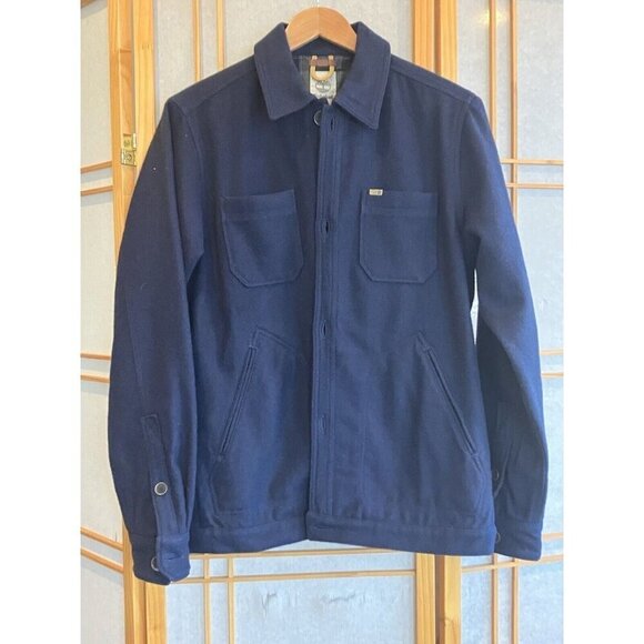 Men’s Timberland Button Down Navy Blue Wool Barn Jacket, Fully Lined, Pockets - Picture 1 of 11
